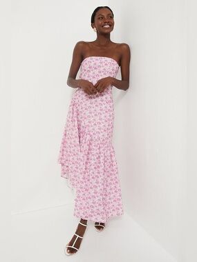 Tuckernuck Hyacinth House Pink and White Floral Ruffle Hem Camellia Dress